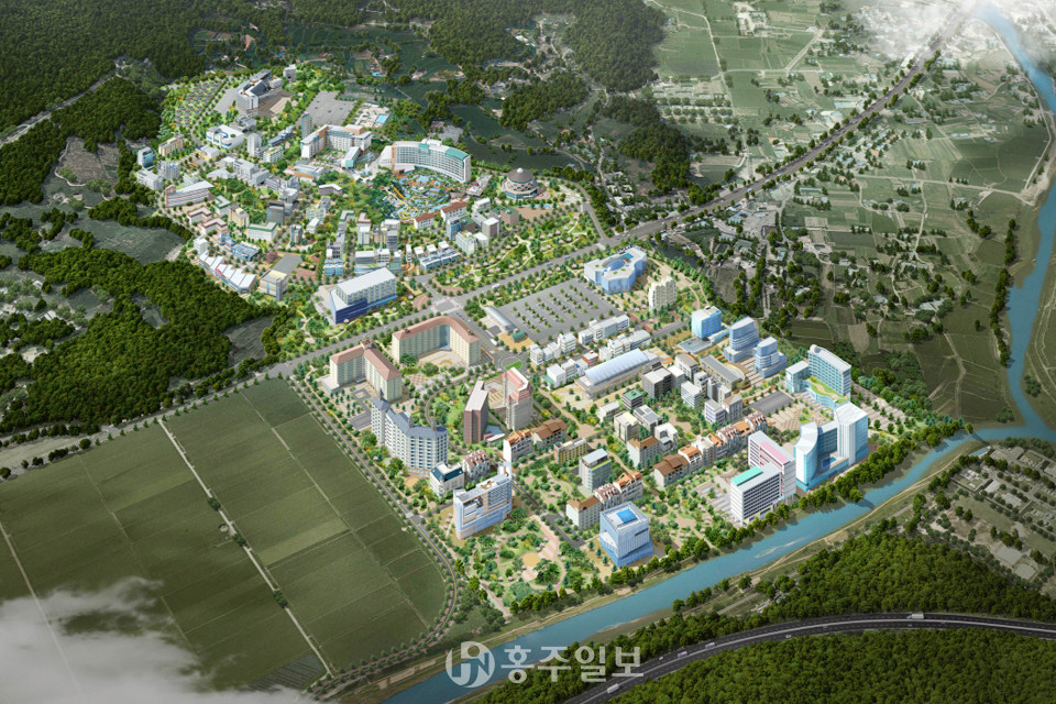 덕산온천 관광지 조감도.<br>